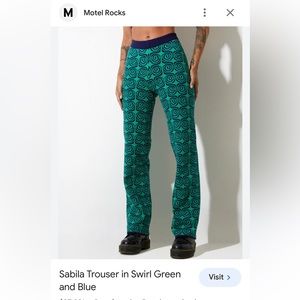Motel Rocks Sabila Trouser-Swirk Green and Blue